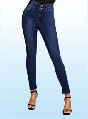 Vaqueros Ajustados con Botón con Lavado Oscuro