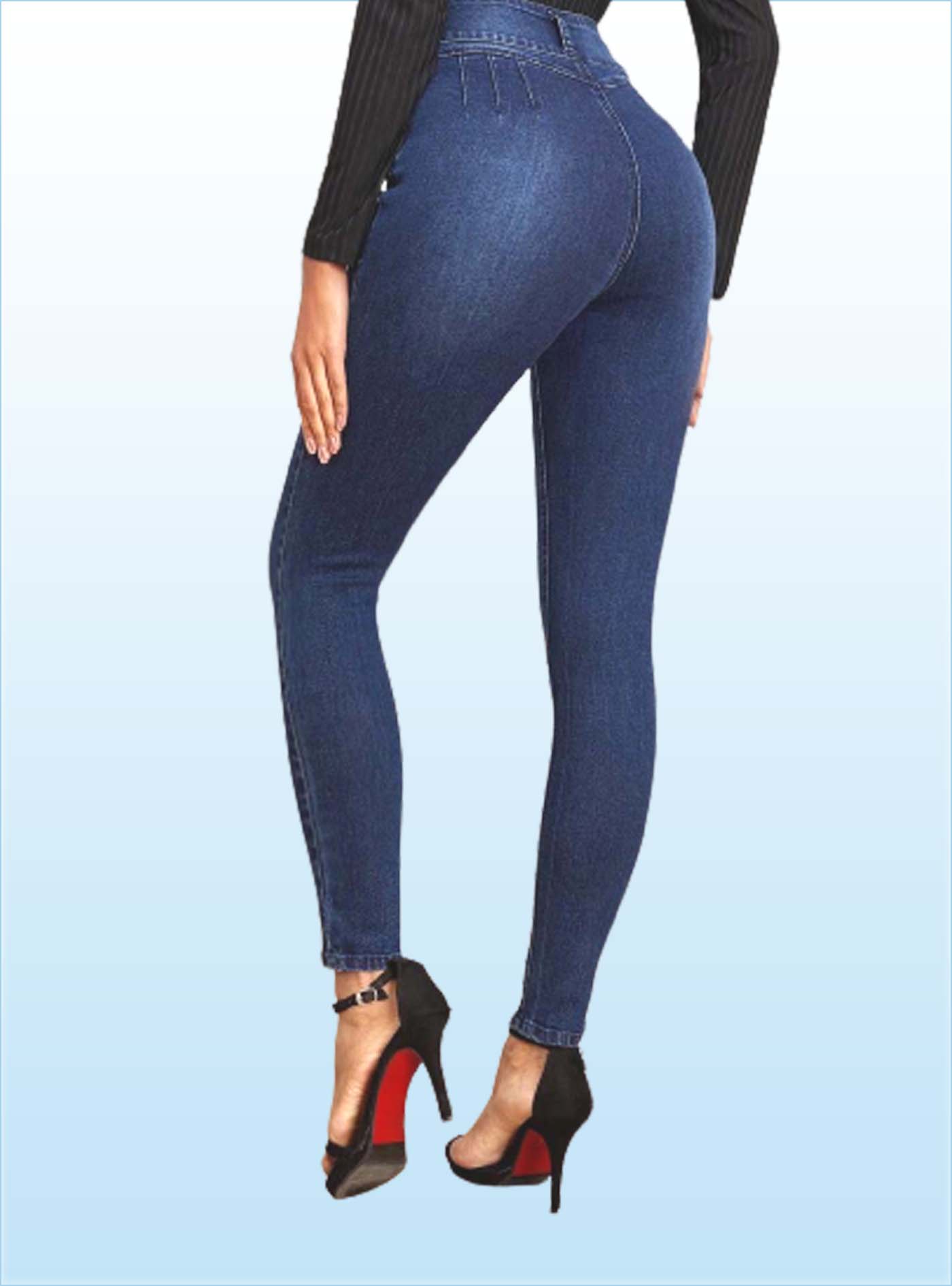 Vaqueros Ajustados con Botón con Lavado Oscuro - Imagen 3